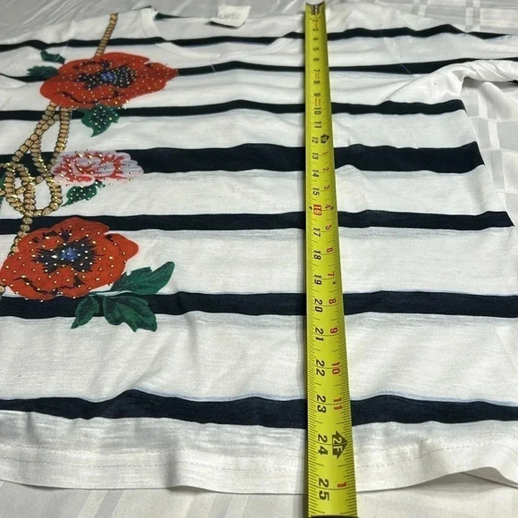 Y2K,vtg, NEW, MOFFI top,beaded floral, striped,sheer,feminine,cottagecore,boho - Picture 11 of 13